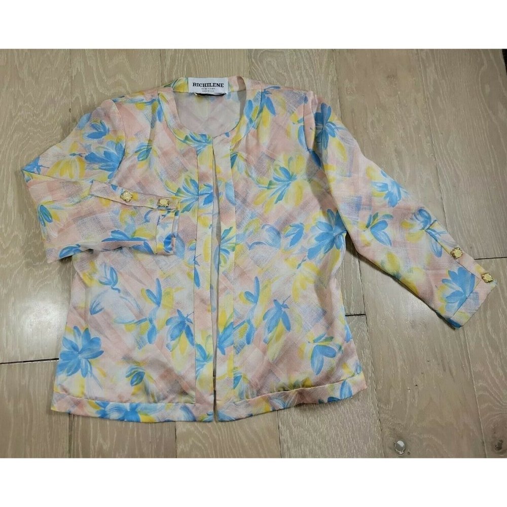 Richilene Blazer Women's Saks Fifth Ave 70's 80's Padded LARGE Satin Weighted